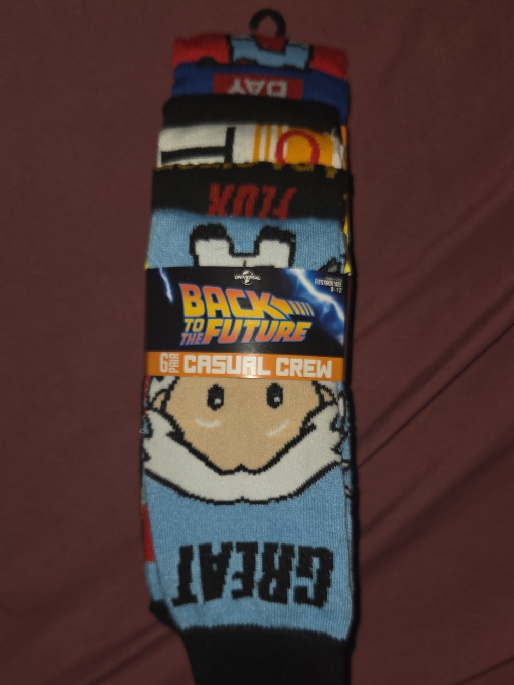 Back to the Future Kids Casual Crew Socks - Light Blue Multi-Pack